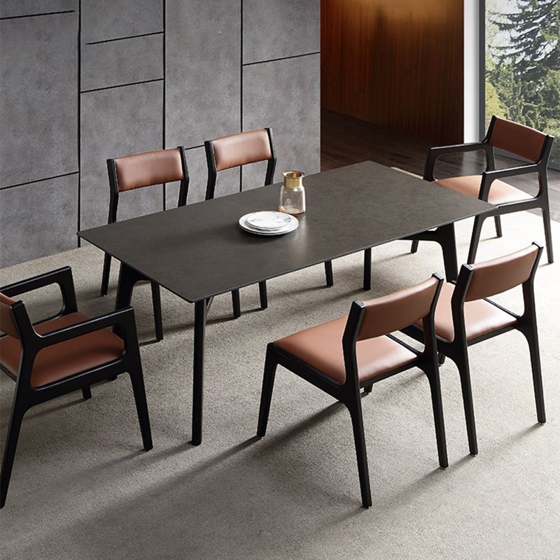 Modern Rectangle Dinette Set 1/4/5/7 Pieces Black Stone Top Indoor Dining Set Clearhalo 'Dining Room Sets' 'Dining Tables & Seating' 'dining_room_set' 'furn' 'furn_dining_room_set' 'Furniture' 'Kitchen & Dining Furniture' 1200x1200_f8c03473-b80d-4eb1-9851-fae06f07acf4