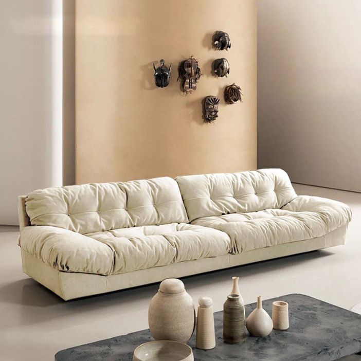 Modernes weißes Tuftedofa & Chaise 29.92 "H Velvet Armless Sofa