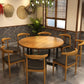 Contemporary Style Wood Dining Table Round Shape Table with Metallic Trestle Base Clearhalo ' dining_table' 'Dining Tables & Seating' 'Dining Tables' 'furn' 'furn_dining_table' 'Furniture' 'furniture_dining_table' 'Kitchen & Dining Furniture' 'kitchen&dining_furn' 'kitchen' 'kitchen_dining_table' 1200x1200_f8c2a125-0a99-4bc1-9c3b-b7b46f5d4122