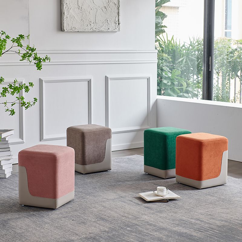 Colorblock Flannel Pouf Modern Simple Square Upholstered Ottoman Clearhalo 'furn' 'furn_ottomans_poufs' 'Furniture' 'Living Room Furniture' 'Ottomans & Poufs' 'ottomans_poufs' 1200x1200_f8c415f5-1a08-49b3-bd3b-79febc70605a