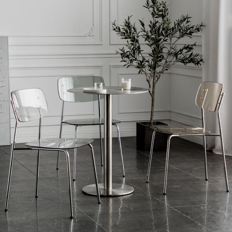 Glam Style Plastic Dining Armless Chairs Stacking Open Back Dining Chair Clearhalo ' kitchen&dining_furn' 'Dining Chairs' 'Dining Tables & Seating' 'dining_chair' 'furn' 'furn_dining_chair' 'Furniture' 'furniture_dining_chair' 'Kitchen & Dining Furniture' 'kitchen' 1200x1200_f8c4ab49-7054-412f-aae5-fc306d27de5b