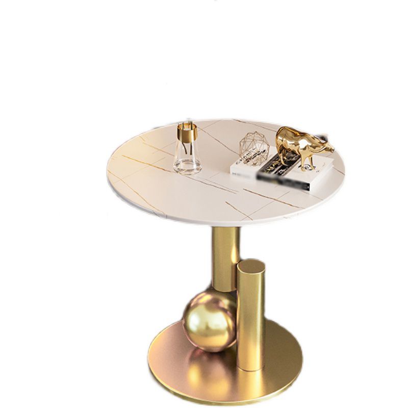 Contemporary Style Round Side Table Novelty End Table with Metal Base Clearhalo 'Coffee & Accent Tables' 'End & Side Tables' 'end_side_table' 'end_side_tables' 'furn' 'furn_end_side_tables' 'Furniture' 'furniture_end_side_table' 'Living Room Furniture' 1200x1200_f8c5342d-33a6-46f5-bccb-a899774da47a