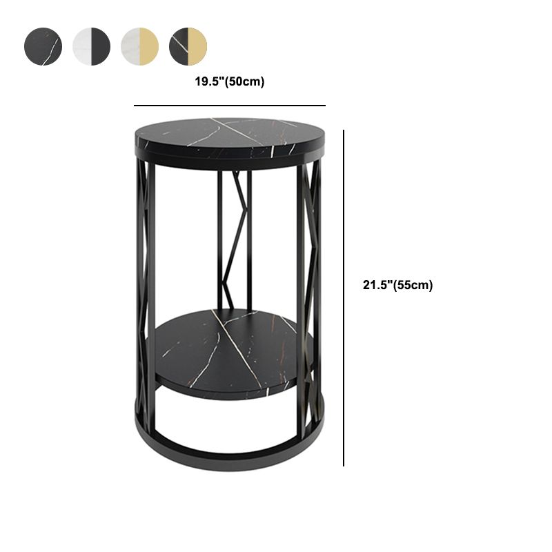 Round Slate Plate Table Plate Metal Frame Base Modern Style Side Table Clearhalo 'Coffee & Accent Tables' 'End & Side Tables' 'end_side_tables' 'furn' 'furn_end_side_tables' 'Furniture' 'Living Room Furniture' 1200x1200_f8c60209-2421-4d33-b635-0e51f932d1f8