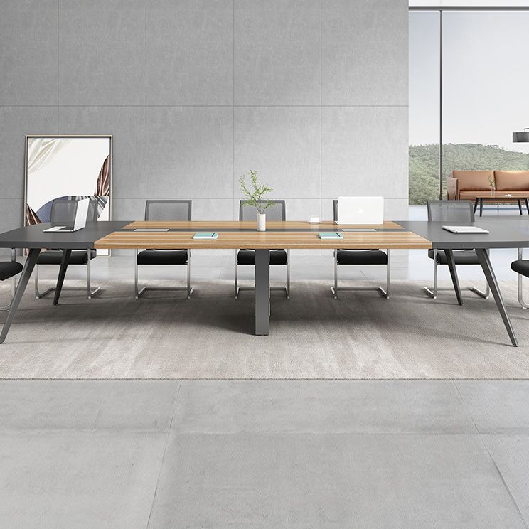 Industrial Parsons Office Desk Natural and Black Writing Desk Clearhalo 'furn' 'furn_office_desk' 'Furniture' 'Office Desks' 'Office Furniture' 'office_desk' 1200x1200_f8c7600d-8876-4072-8cda-caa1c31042e5