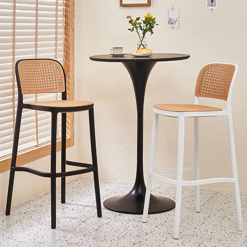 Modern Backrest Armless Counter Stool Plastic Hight Stool with 4 Legs