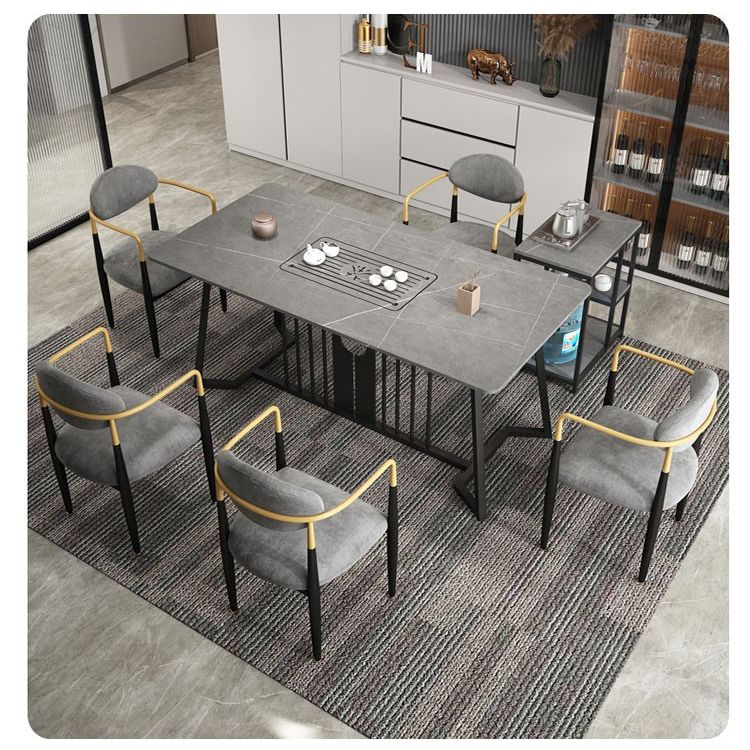 Contemporary Kitchen Dining Arm Chairs Upholstered Dining Chairs in Grey