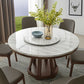 Sintered Stone Dining Table Modern White Convertible Furniture with Pedestal Base for Home