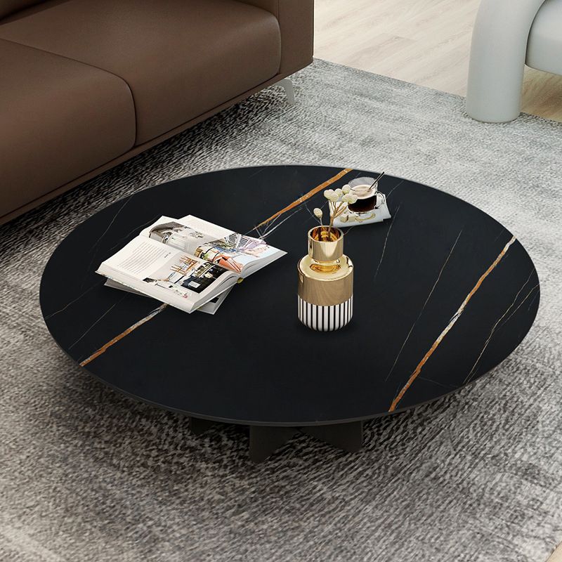 13.7"H Modern Metal Abstract Glass/slate Round Top Coffee Table Clearhalo 'Coffee & Accent Tables' 'Coffee Tables' 'coffee_tables' 'furn' 'furn_coffee_tables' 'Furniture' 'furniture_coffee_tables' 'Living Room Furniture' 1200x1200_f8c9e4bc-34e2-41d2-8478-e1b59912deaf