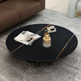 13.7"H Modern Metal Abstract Glass/slate Round Top Coffee Table Clearhalo 'Coffee & Accent Tables' 'Coffee Tables' 'coffee_tables' 'furn' 'furn_coffee_tables' 'Furniture' 'furniture_coffee_tables' 'Living Room Furniture' 1200x1200_f8c9e4bc-34e2-41d2-8478-e1b59912deaf
