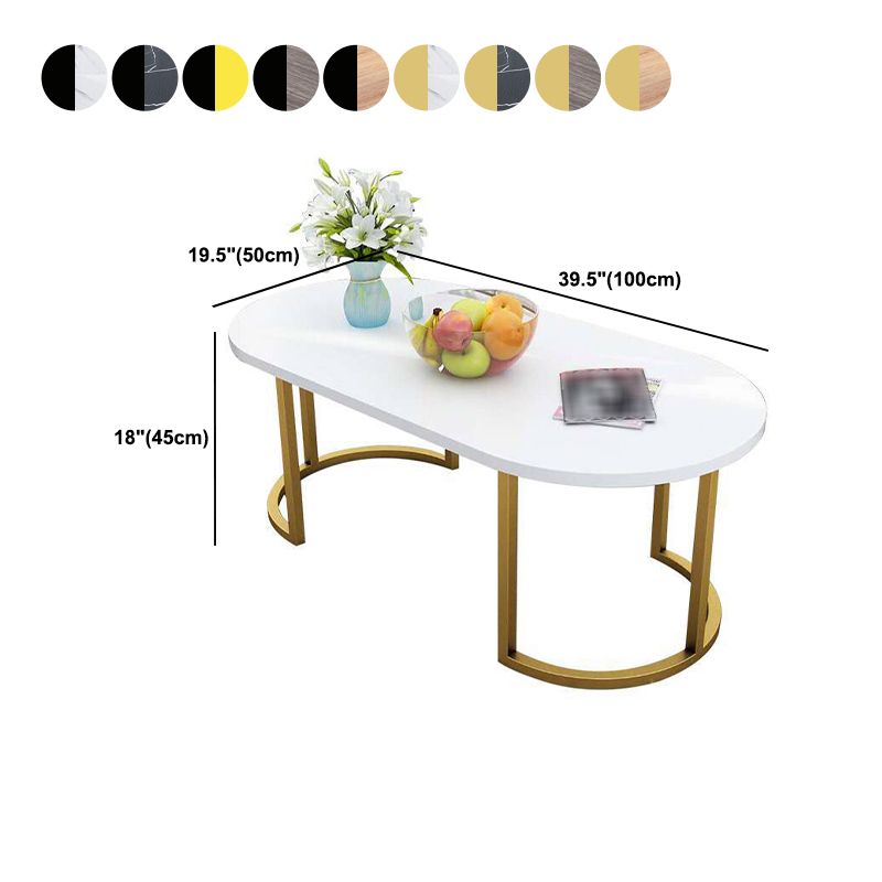17.7"H Modern Metal Sled Base Wood Oval Coffee Table For Living Room Clearhalo 'Coffee & Accent Tables' 'Coffee Tables' 'coffee_tables' 'furn' 'furn_coffee_tables' 'Furniture' 'furniture_coffee_tables' 'Living Room Furniture' 1200x1200_f8ca6818-bb33-40b2-bc63-a0bd01aa1657