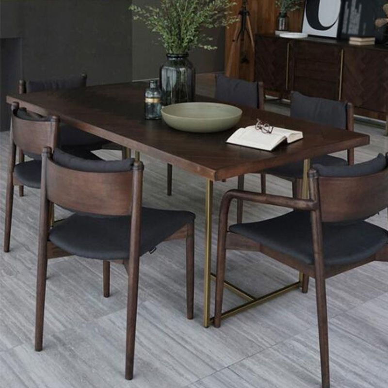Contemporary Solid Wood Standard Dining Table Rectangle Kitchen Dining Table with Double Pedestal Clearhalo ' dining_table' 'Dining Tables & Seating' 'Dining Tables' 'furn' 'furn_dining_table' 'Furniture' 'furniture_dining_table' 'Kitchen & Dining Furniture' 'kitchen&dining_furn' 'kitchen' 'kitchen_dining_table' 1200x1200_f8ca8d82-55f1-461a-b0c9-d67e77459b0d