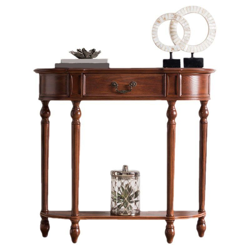 Mesa de consola de madera de goma moderna de mediados de siglo Media mesa de la consola de sofá de luna para Hall