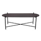 Table de cocktail basse à pieds croisés en fer elliptique en noir de 15,7" H