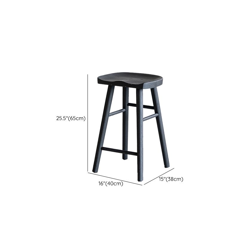 Solid Wood Dining Stools Black Armless Bar Stools with Footrest Clearhalo 'Bar Furniture' 'Bar Stools' 'bar_stools' 'furn' 'furn_bar_stools' 'Furniture' 'Kitchen & Dining Furniture' 1200x1200_f8cdb771-2520-4629-a7b2-e8ad88b5c9a2