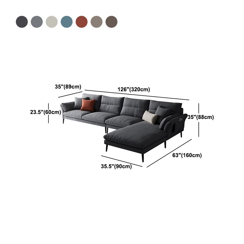 Flared Arm Fabric Sectional with Storage 4-seater Sofa & Chaise Clearhalo 'furn' 'furn_sectionals' 'Furniture' 'Living Room Furniture' 'Sectionals' 1200x1200_f8ce4af1-cb1e-4872-bcac-1a1fcd8b0223
