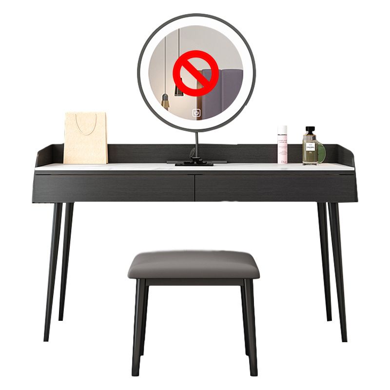 Table de maquillage noir avec 2 tiroirs de 17,7 "tables de vanité en bois de large