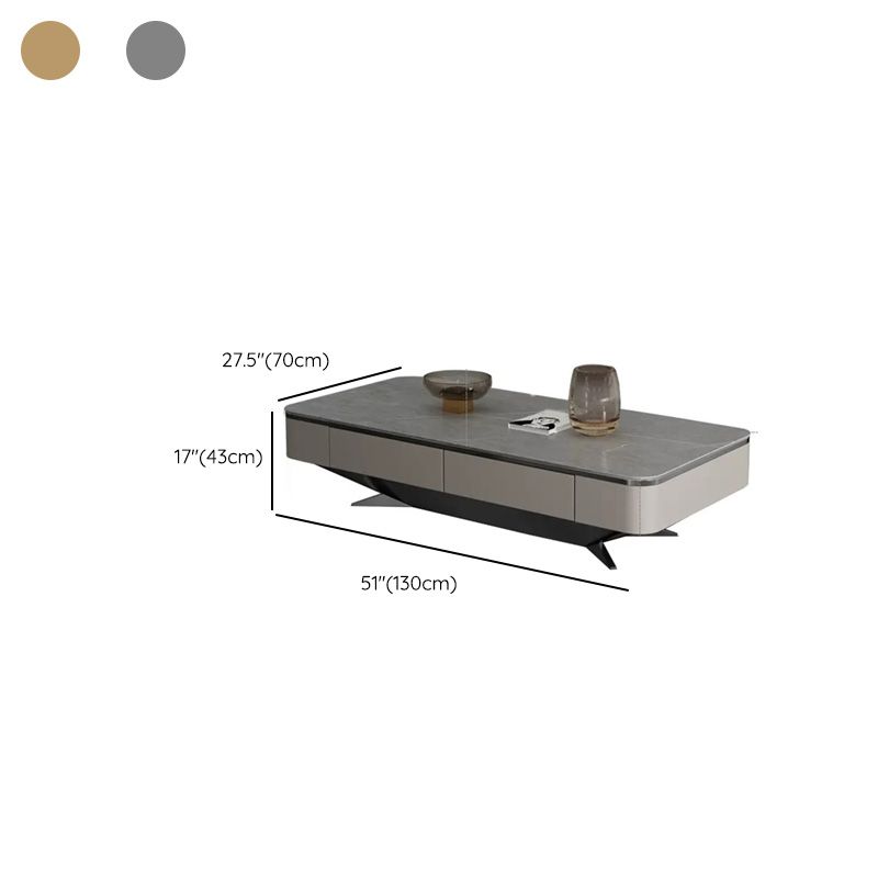 Glam Rectangular Slate Coffee Table 4 Drawers 1 Single Cocktail Table Clearhalo 'Coffee & Accent Tables' 'Coffee Tables' 'coffee_tables' 'furn' 'furn_coffee_tables' 'Furniture' 'Living Room Furniture' 1200x1200_f8d0e643-3dc1-46c9-a67f-307ed3822569