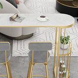 Stone Bar Dining Table Glam Bar Table with Double Pedestal for Dining Room Clearhalo 'Bar Furniture' 'Bar Tables' 'bar_tables' 'furn' 'furn_bar_tables' 'Furniture' 'furniture_bar_tables' 'Kitchen & Dining Furniture' 1200x1200_f8d14491-9787-41ad-8107-c5207b7e6e8e