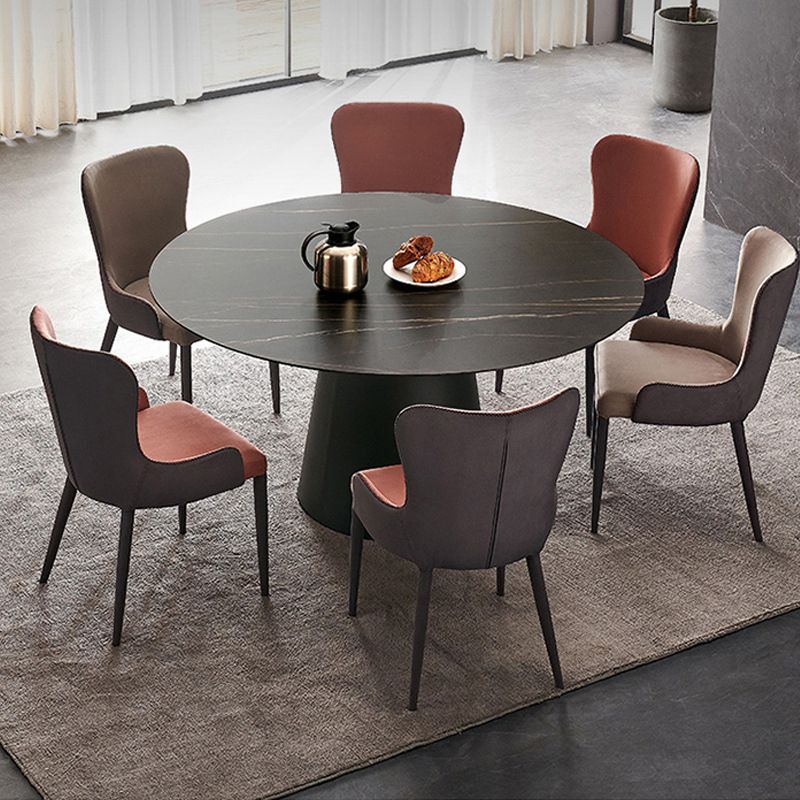 Contemporary Dining Round Table Sintered Stone Table with Metal Legs for Home Use Clearhalo 'Dining Tables & Seating' 'Dining Tables' 'dining_table' 'furn' 'furn_dining_table' 'Furniture' 'Kitchen & Dining Furniture' 1200x1200_f8d1a665-2931-4917-9103-9aea9108b5a0