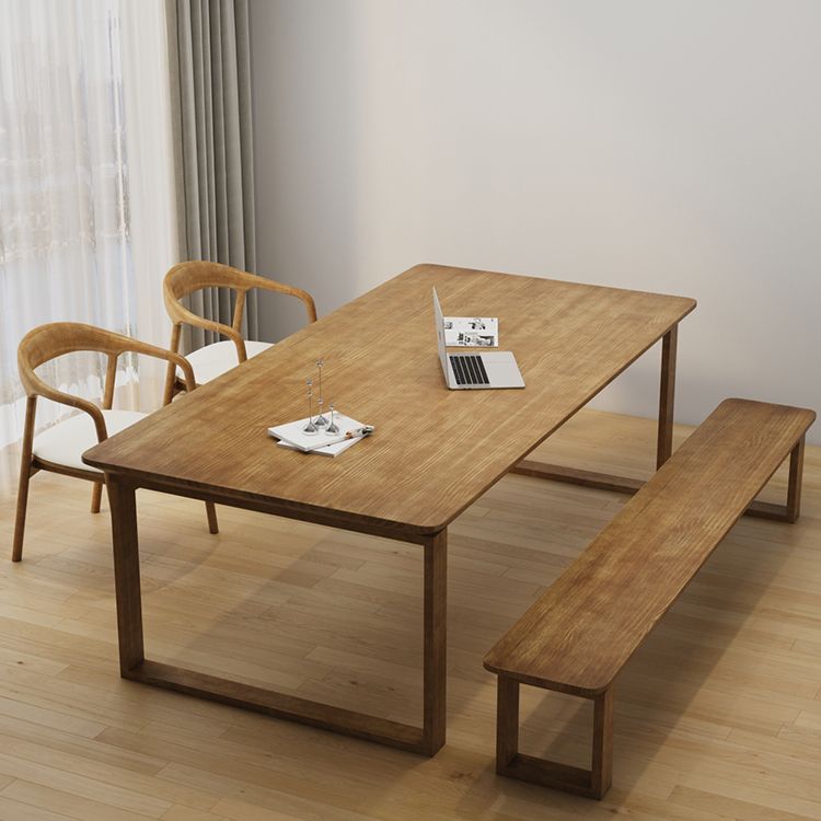 Rechthoek kantoor schrijftafel moderne massief houten vergaderbalie met sleeënbasis