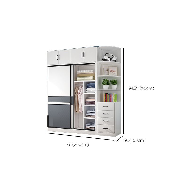 Weiße Holzrahmen Garderobe freistehende Garderobe Armoire mit Regalen