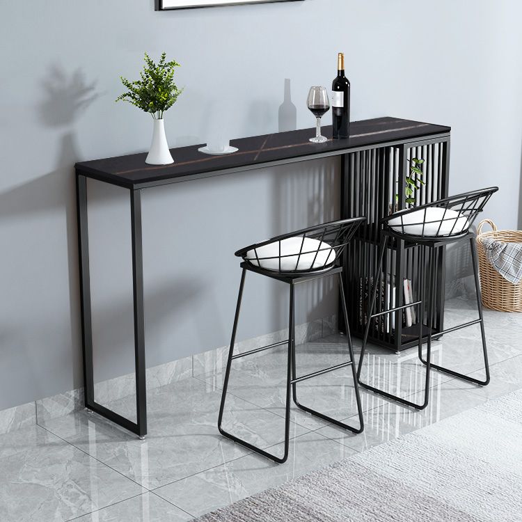 Table de bar à cocktail contemporaine en pierre avec table de comptoir rectangulaire de rangement