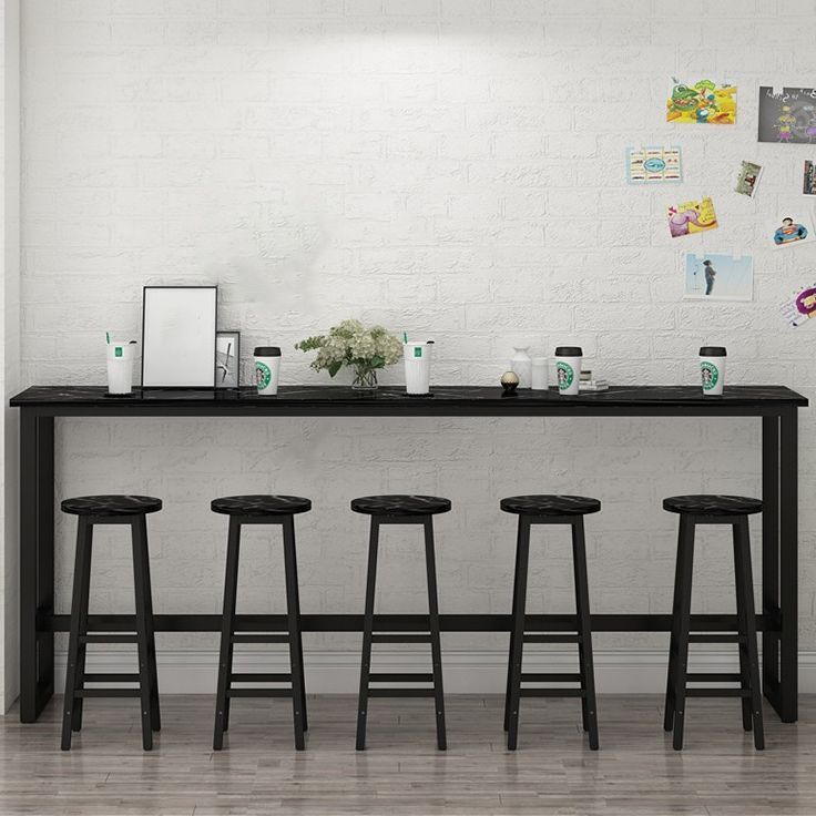 Rectangle Bar Dining Table Modern Bar Dining Table with Trestle Base Clearhalo 'Bar Furniture' 'Bar Tables' 'bar_tables' 'furn' 'furn_bar_tables' 'Furniture' 'furniture_bar_tables' 'Kitchen & Dining Furniture' 1200x1200_f8d6b18a-5866-4630-98e7-dd46fa794224