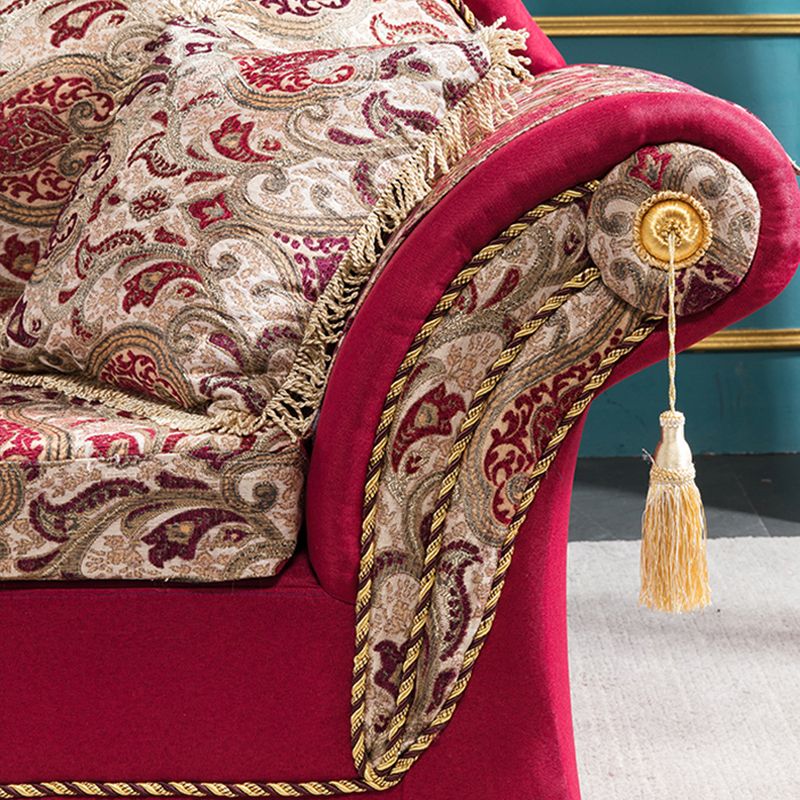 Chaise traditionnelle en bois à un bras, bras évasés rouges pour le salon