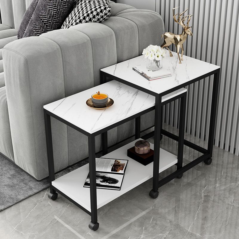 Modern Square 4 Legs End Table with Shelves and Storage for Living Room Clearhalo 'Coffee & Accent Tables' 'End & Side Tables' 'end_side_table' 'end_side_tables' 'furn' 'furn_end_side_tables' 'Furniture' 'furniture_end_side_table' 'Living Room Furniture' 1200x1200_f8d6e346-64ef-47d5-b33c-e1dbec2392f8