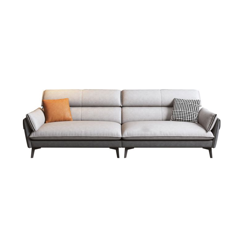 Contemporary Faux Leather Square Arm Sofa Sewn Pillow Back Sfa