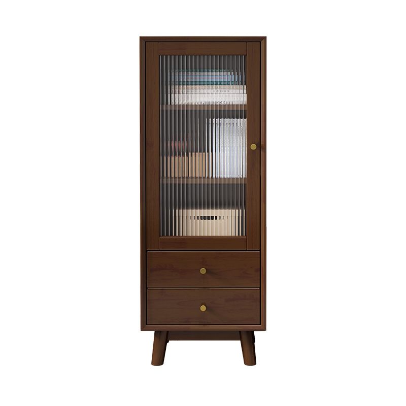 19. 7 "W Glas Paned Accent Cabinet Pine Wood 1 - Deur en 2 - Ladepas