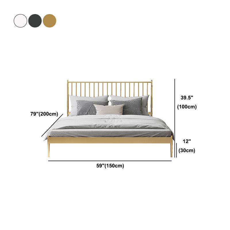 Letto a stecca contemporanea con testiera a stecca rettangolare e gambe metalliche