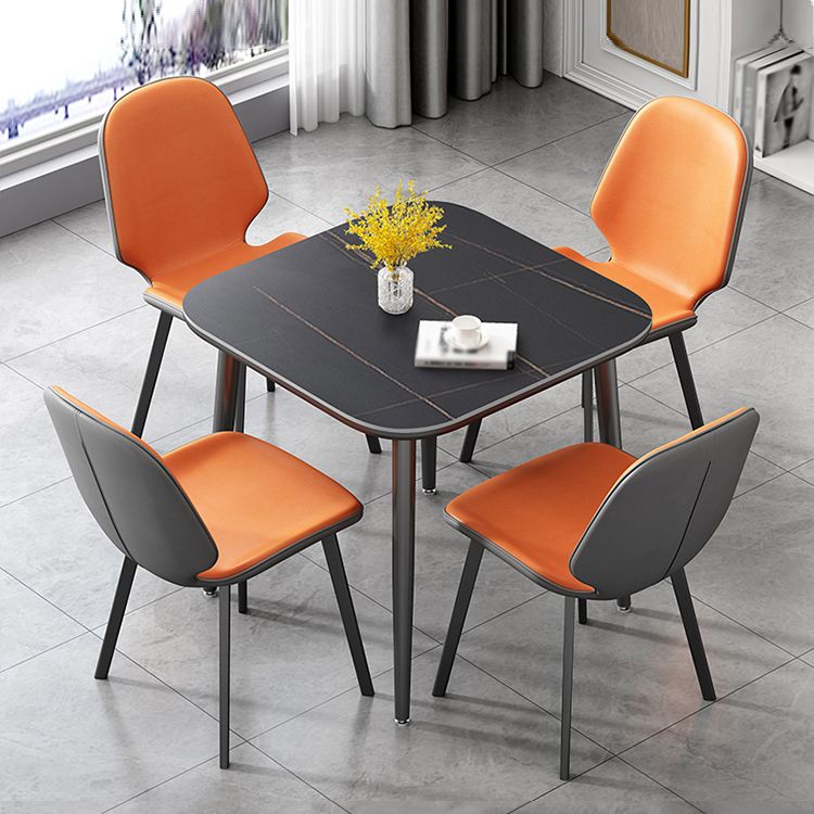 31.5-inch Metal Industrial Dining Table Sintered Stone Top Table with 4 Legs Clearhalo 'Dining Tables & Seating' 'Dining Tables' 'dining_table' 'furn' 'furn_dining_table' 'Furniture' 'furniture_dining_table' 'Kitchen & Dining Furniture' 'kitchen' 'kitchen_dining_table' 1200x1200_f8da8e19-756c-4d3c-8379-f6c873443157