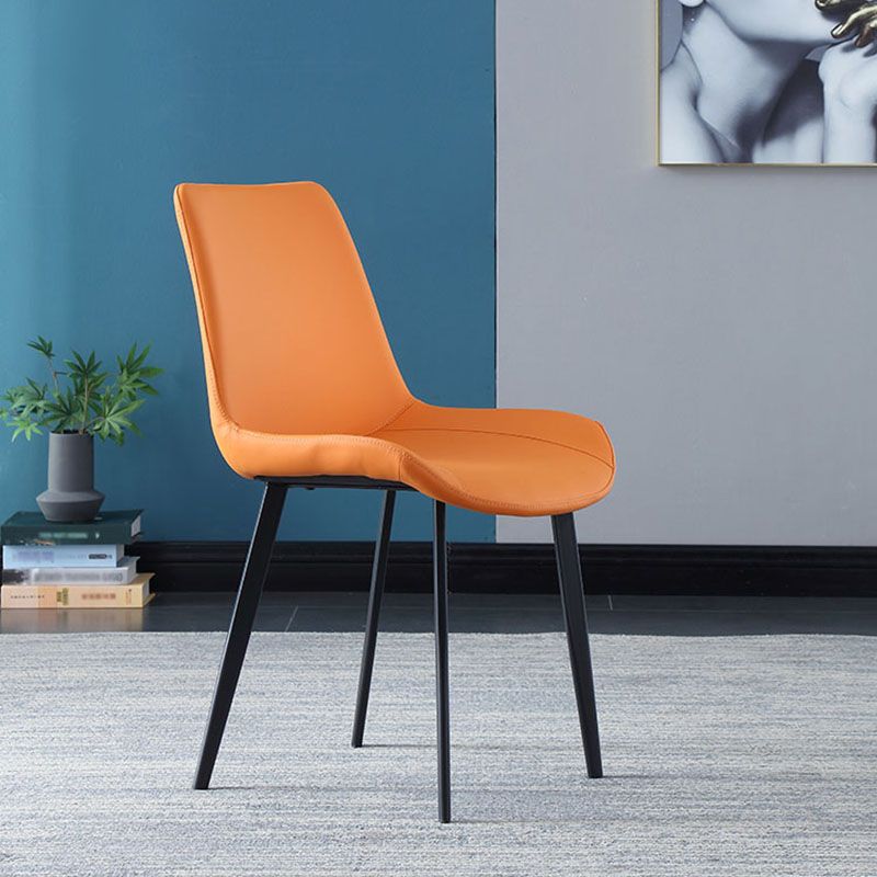 Contemporary Home Leather Side Chair Solid Back Dining Chair with Black Legs Clearhalo ' kitchen&dining_furn' 'Dining Chairs' 'Dining Tables & Seating' 'dining_chair' 'furn' 'furn_dining_chair' 'Furniture' 'furniture_dining_chair' 'Kitchen & Dining Furniture' 'kitchen' 1200x1200_f8db52ad-0fd4-41ea-b531-db26469b8086