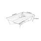 Modern Slate Cross Legs Coffee Table with Shelf Rectangular Cocktail Table in Black