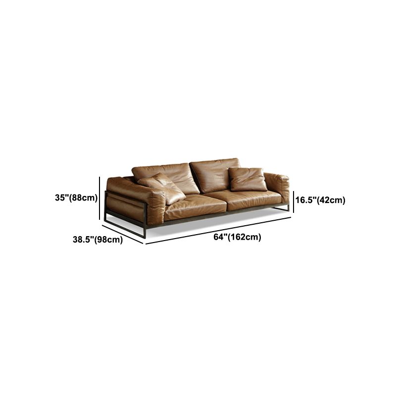 Square Arm Sofa Modern Sofa 38.58" D x 34.64" H Sofa with Pillow Clearhalo 'furn' 'furn_sofas' 'Furniture' 'Living Room Furniture' 'Sofa' 'sofas' 1200x1200_f8dca921-7d5e-4035-ac01-247e180df7a7