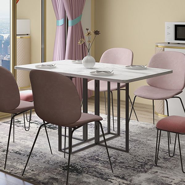 Faux Marble Dining Table Simplicity Style Sled Base Table for Dining Room Clearhalo ' dining_table' 'Dining Tables & Seating' 'Dining Tables' 'furn' 'furn_dining_table' 'Furniture' 'furniture_dining_table' 'Kitchen & Dining Furniture' 'kitchen&dining_furn' 'kitchen' 'kitchen_dining_table' 1200x1200_f8de377e-109a-4d4f-8720-d6d49b1a598f