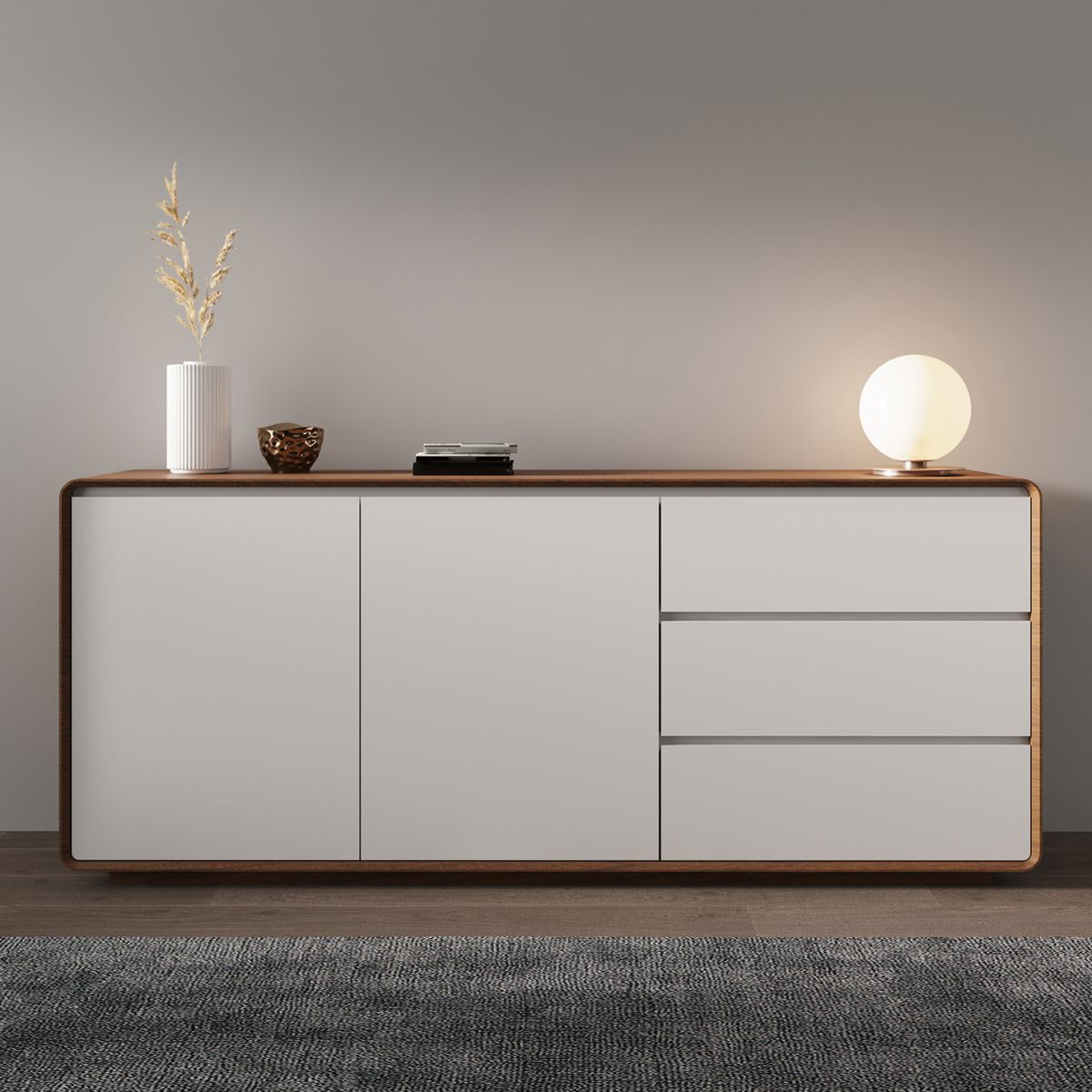 3-Drawer Engineered Wood Sideboard Modern Credenza with Stone Countertop for Living Room Clearhalo 'buffet_sideboard' 'Buffets & Sideboards' 'furn' 'furn_buffet_sideboard' 'Furniture' 'furniture_buffet_sideboard' 'Kitchen & Dining Furniture' 1200x1200_f8de5c59-9ea2-4ceb-960a-da16f0ae4cb1