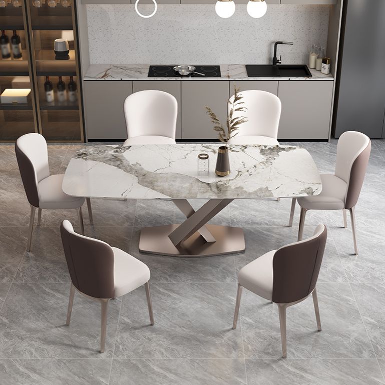 Pedestal 1/2/5/7 Pieces Dining Table Set Stainless Steel Dining Table and Chairs Clearhalo 'Dining Room Sets' 'Dining Tables & Seating' 'dining_room_set' 'furn' 'furn_dining_room_set' 'Furniture' 'furniture_dining_room_set' 'Kitchen & Dining Furniture' 'kitchen&dining_furn' 'kitchen' 1200x1200_f8df49a9-351f-4bdb-9436-4556cfbef310