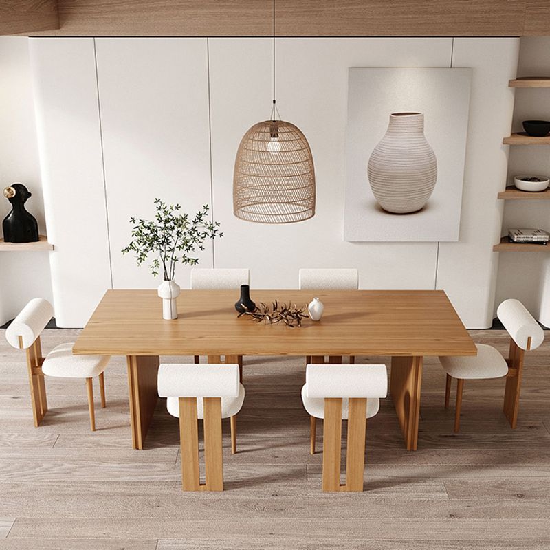 Modern Pine Solid Wood Dinner Table Rectangle Double Pedestal Dining Table Clearhalo 'Dining Tables & Seating' 'Dining Tables' 'dining_table' 'furn' 'furn_dining_table' 'Furniture' 'Kitchen & Dining Furniture' 1200x1200_f8e12370-b3ea-4bb9-b97a-2cc8a685850b