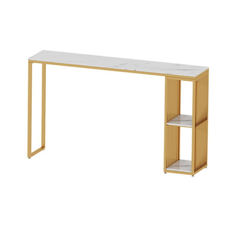 Mesa de mostrador de barra de piedra Glam, mesa de mostrador de barra rectangular con patas de metal para cocina
