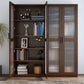 Scandinavian Storage Cabinet Rubberwood Glass Doors Display Cabinet for Bedroom