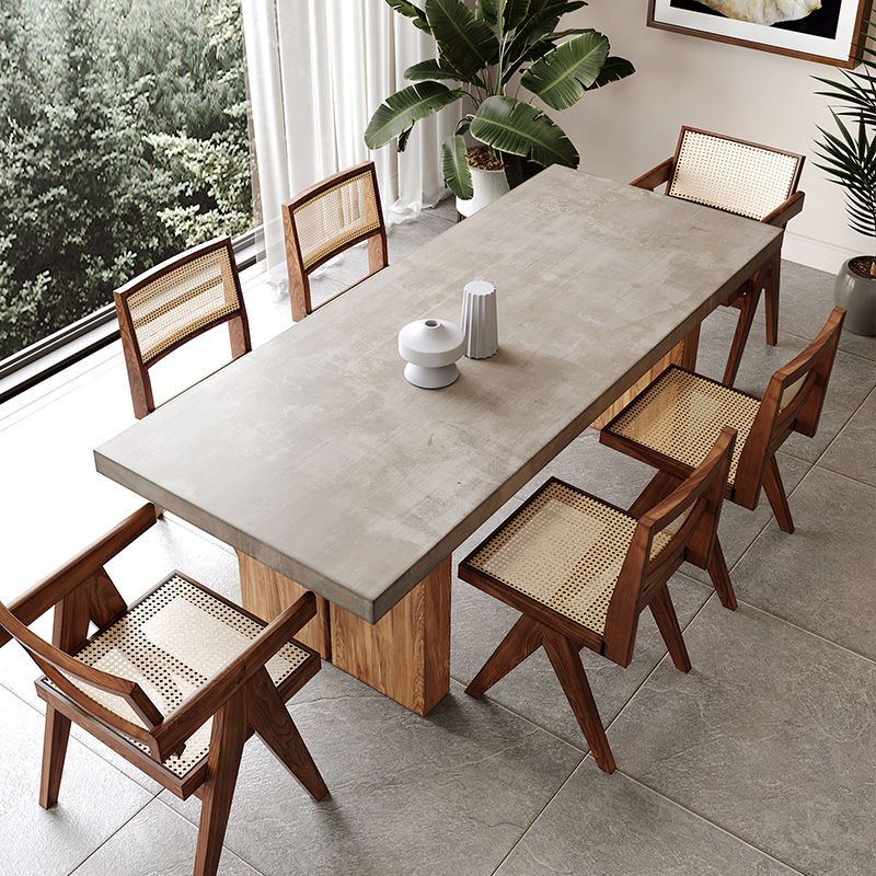 Moderne 1/5-delige eettafelset, rechthoekige grenenhouten eettafel voor de woonkamer