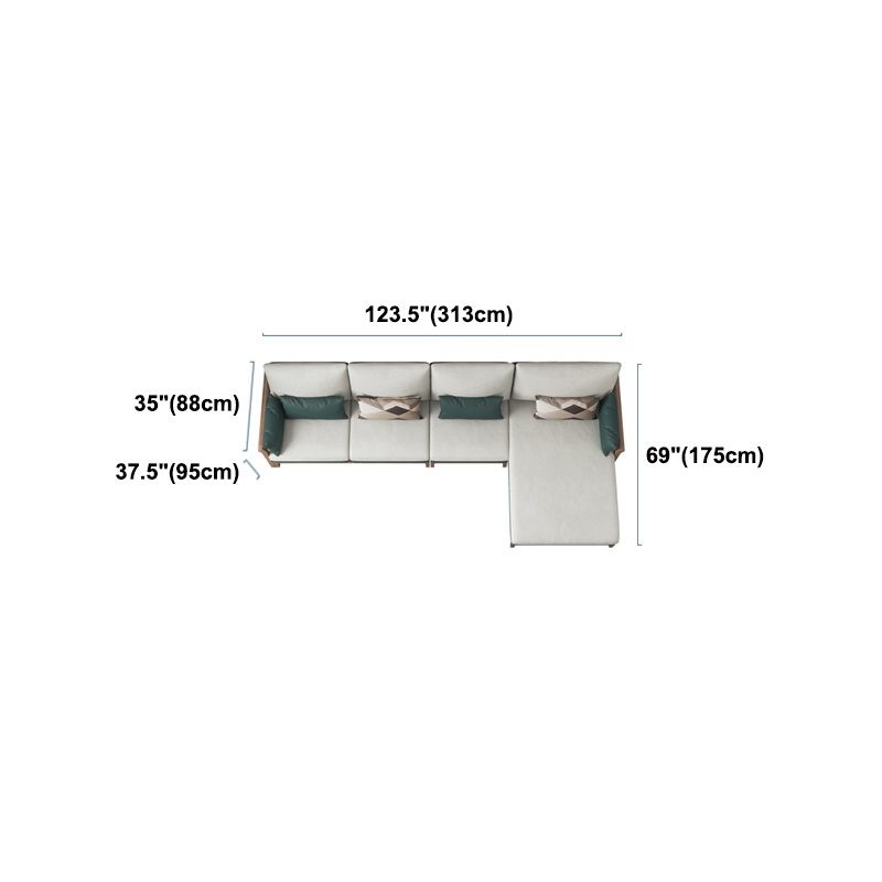 Sofá y chaise del cojín de brazo cuadrado de lino estacionado contemporáneo