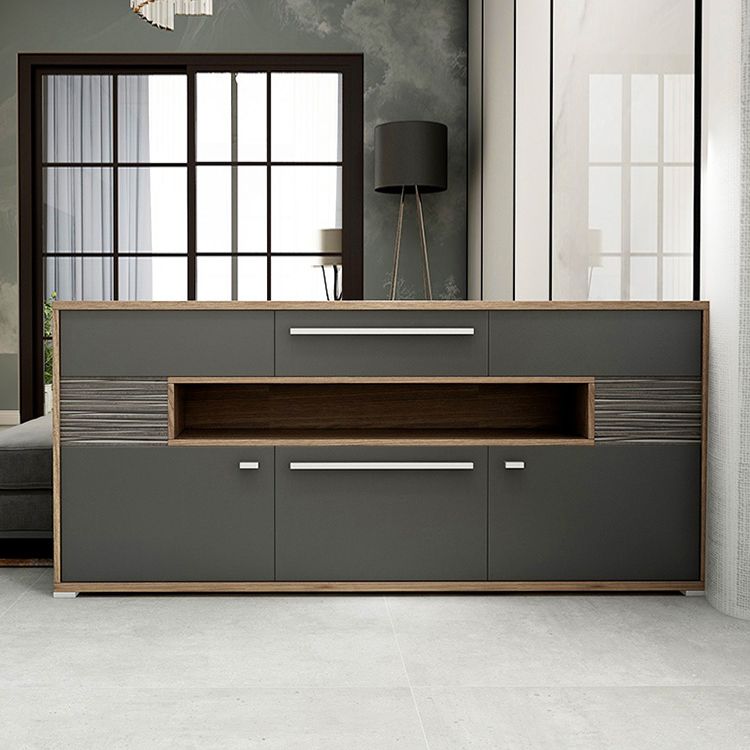 Modernism Wood Sideboard Table Open Storage Server for Living Room Clearhalo 'buffet_sideboard' 'Buffets & Sideboards' 'furn' 'furn_buffet_sideboard' 'Furniture' 'Kitchen & Dining Furniture' 1200x1200_f8e7b87b-c61d-47f1-a6d3-10a3b657865b