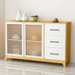 Modern Credenza Engineered Wood Sideboard Table with Sliding Glass Door