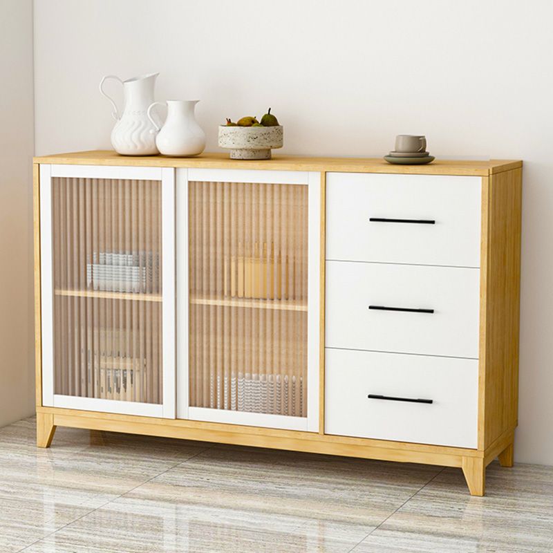 Modern Credenza Engineered Wood Sideboard Table with Sliding Glass Door Clearhalo 'buffet_sideboard' 'Buffets & Sideboards' 'furn' 'furn_buffet_sideboard' 'Furniture' 'Kitchen & Dining Furniture' 1200x1200_f8e8bb5d-a581-4bc5-817e-63f6031fa66c