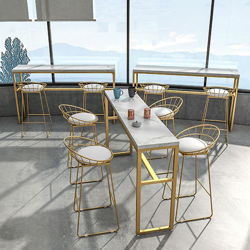 Faux Marble Bar Table Set Glam Style 1/3/5 Pieces Rectangle Counter Table Clearhalo 'Bar Furniture' 'furn' 'furn_home_bar_bar_sets' 'Furniture' 'Home Bars & Bar Sets' 'home_bar_bar_sets' 'Kitchen & Dining Furniture' 1200x1200_f8e9eb1c-9f4d-4bd9-8285-0ec9b8fa26e9