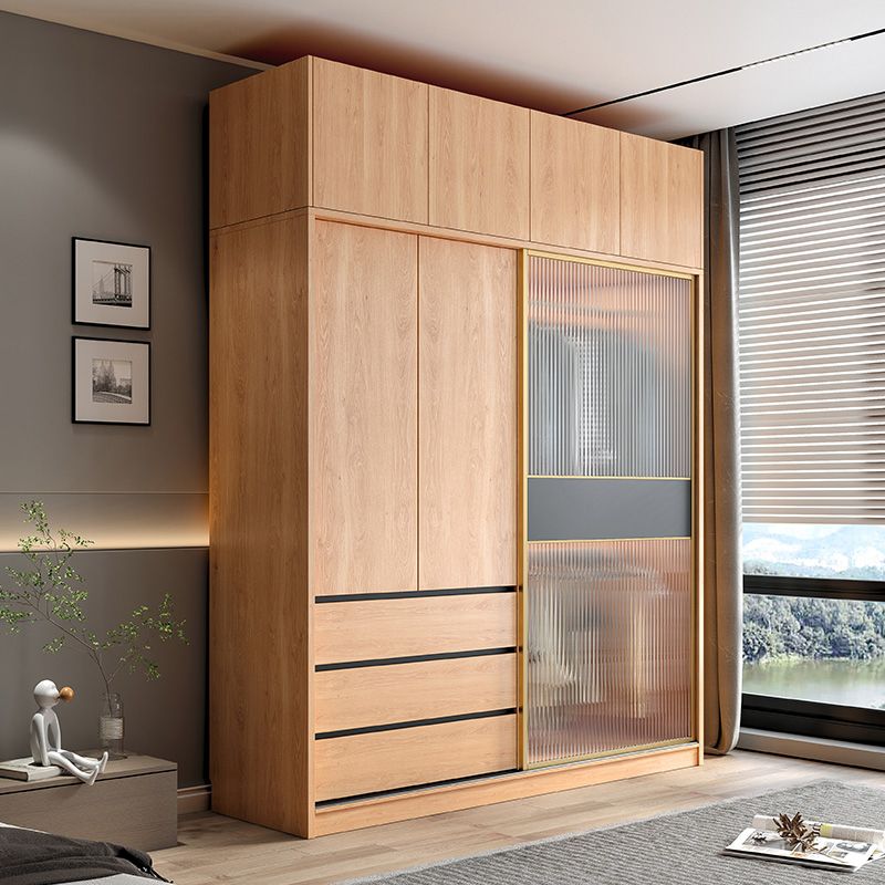 Sliding Engineered Wood Wardrobe Closet Modern Wardrobe Cabinet Clearhalo 'Armoires & Wardrobes' 'armoires_wardrobes' 'Bedroom Furniture' 'furn' 'furn_armoires_wardrobes' 'Furniture' 1200x1200_f8eb0615-2f5b-44d1-89d0-631ba06f5f22
