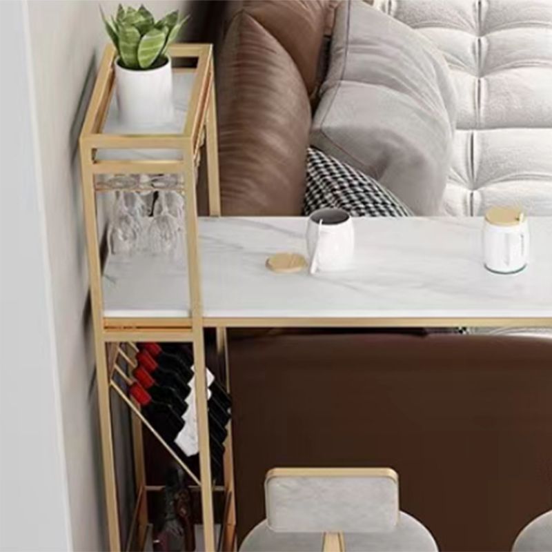 1/3 Pieces Irregular Shape Sintered Stone Counter Table with High Stools